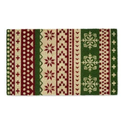 Beige And Green Nordic Stripe Rectangular Door Mat 18" X 30"