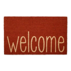 Rusty Orange And Gold "Welcome" Rectangular Door Mat 30" X 18"