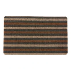 Black And Brown Stripe Tufted Loop Door Mat 17.75" X 29.5"