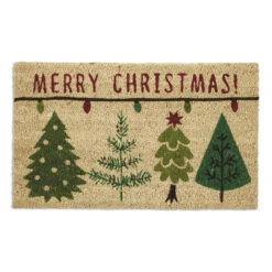 18" X 30" Durable And Non-Slip Doormat With "Merry Christmas Trees" Design