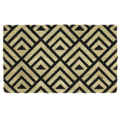 18" X 30" Beige And Black Rectangular Durable And Non-Slip Doormat With "Tri Decco" Design