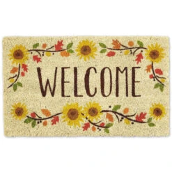 30" Durable And Non-Slip Doormat With "Welcome Sunflowers" Design