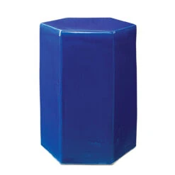 15" Solid Mediterranean Blue Contemporary Geometric Large Porto Side Table
