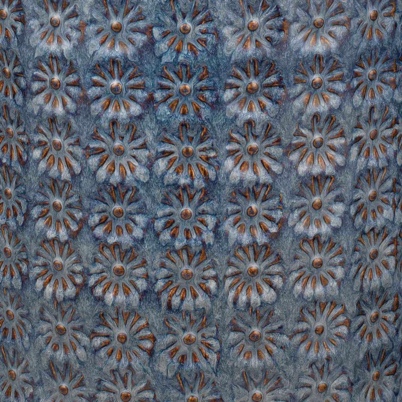 17.5" Brown, Blue, And Gray Contemporary Wildflower Side Table - Image 2