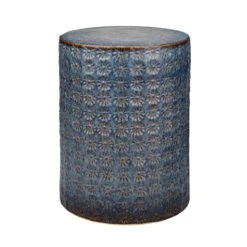 17.5" Brown, Blue, And Gray Contemporary Wildflower Side Table