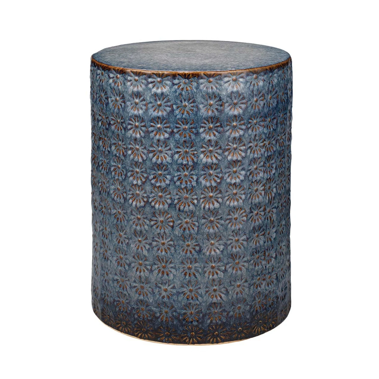17.5" Brown, Blue, And Gray Contemporary Wildflower Side Table