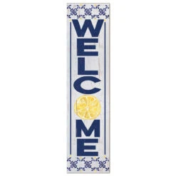 48" Yellow And Blue "Welcome" Lemon Outdoor Leaning Porch Sign