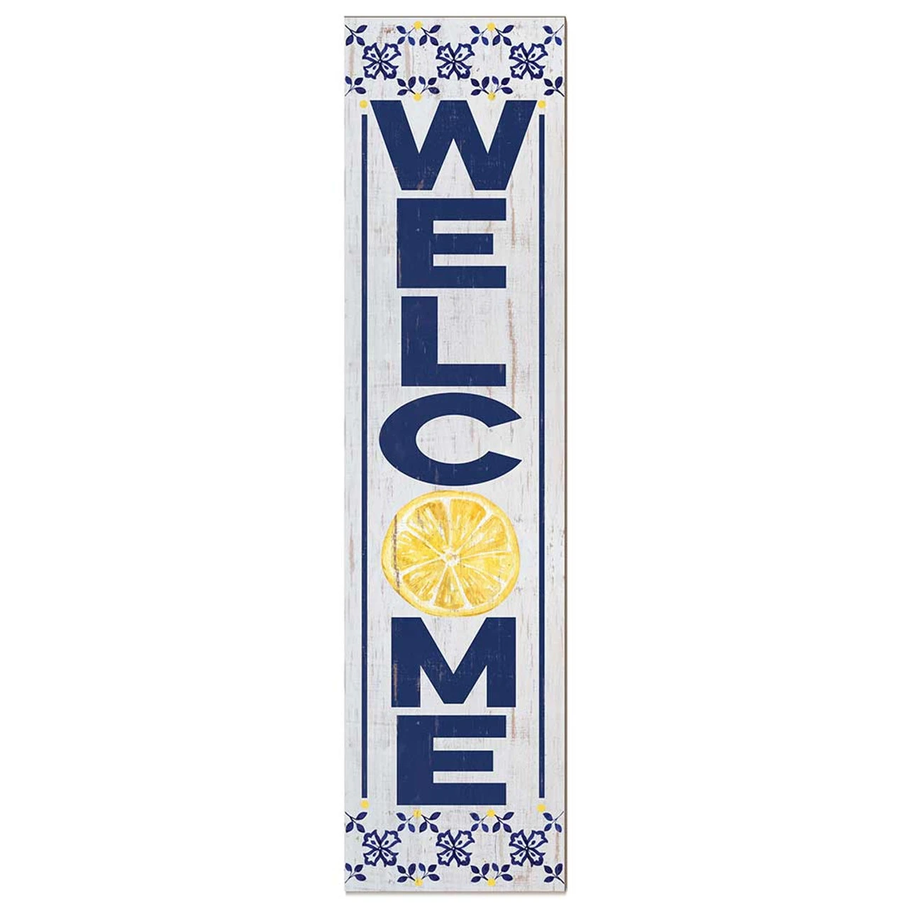 48" Yellow And Blue "Welcome" Lemon Outdoor Leaning Porch Sign