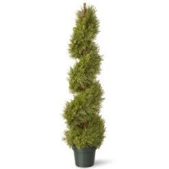 48" Green Potted Artificial Juniper Slim Spiral Topiary Tree