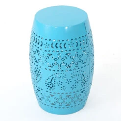 18" Blue Valley Lace Cut Outdoor Patio Accent Side Table
