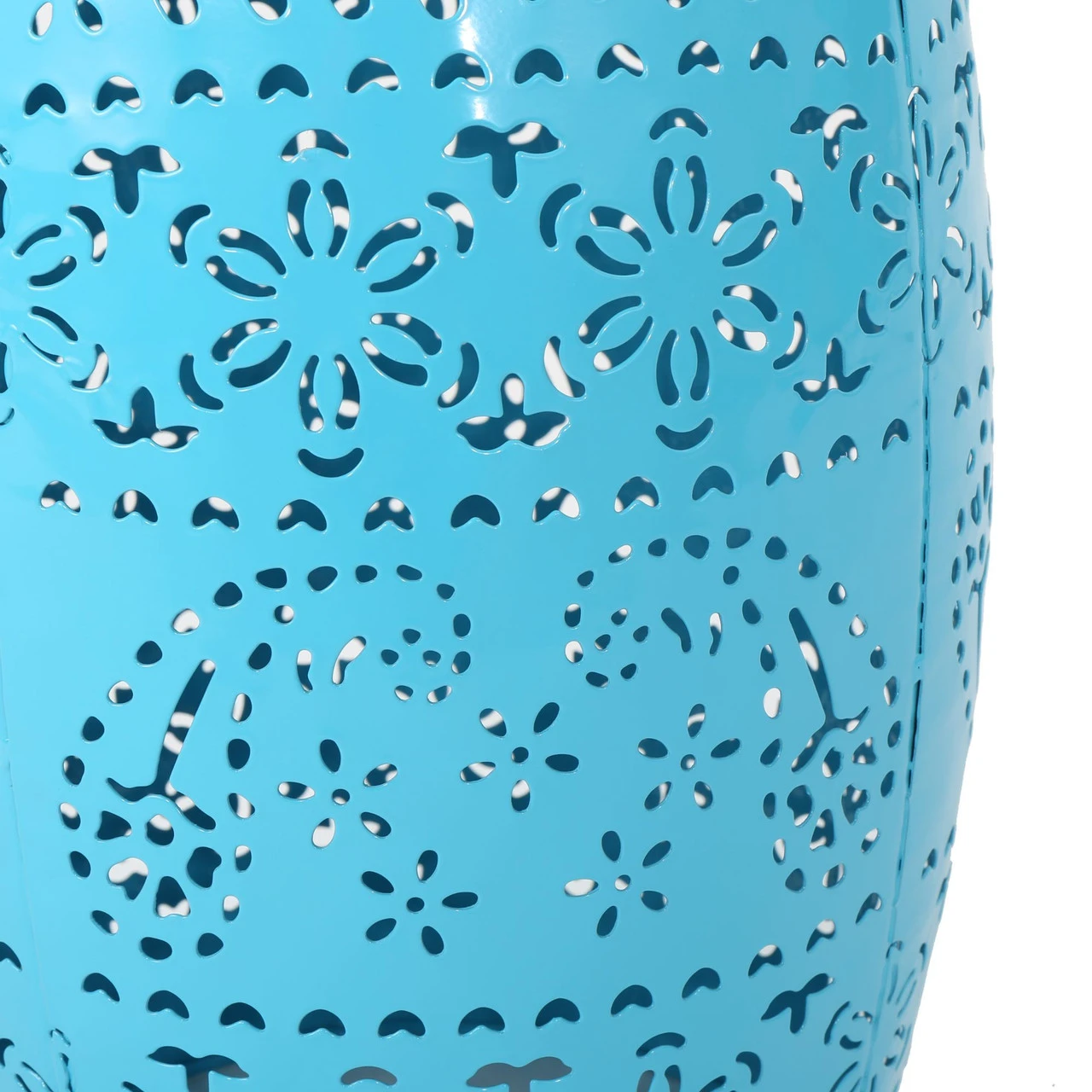 18" Blue Valley Lace Cut Outdoor Patio Accent Side Table - Image 2