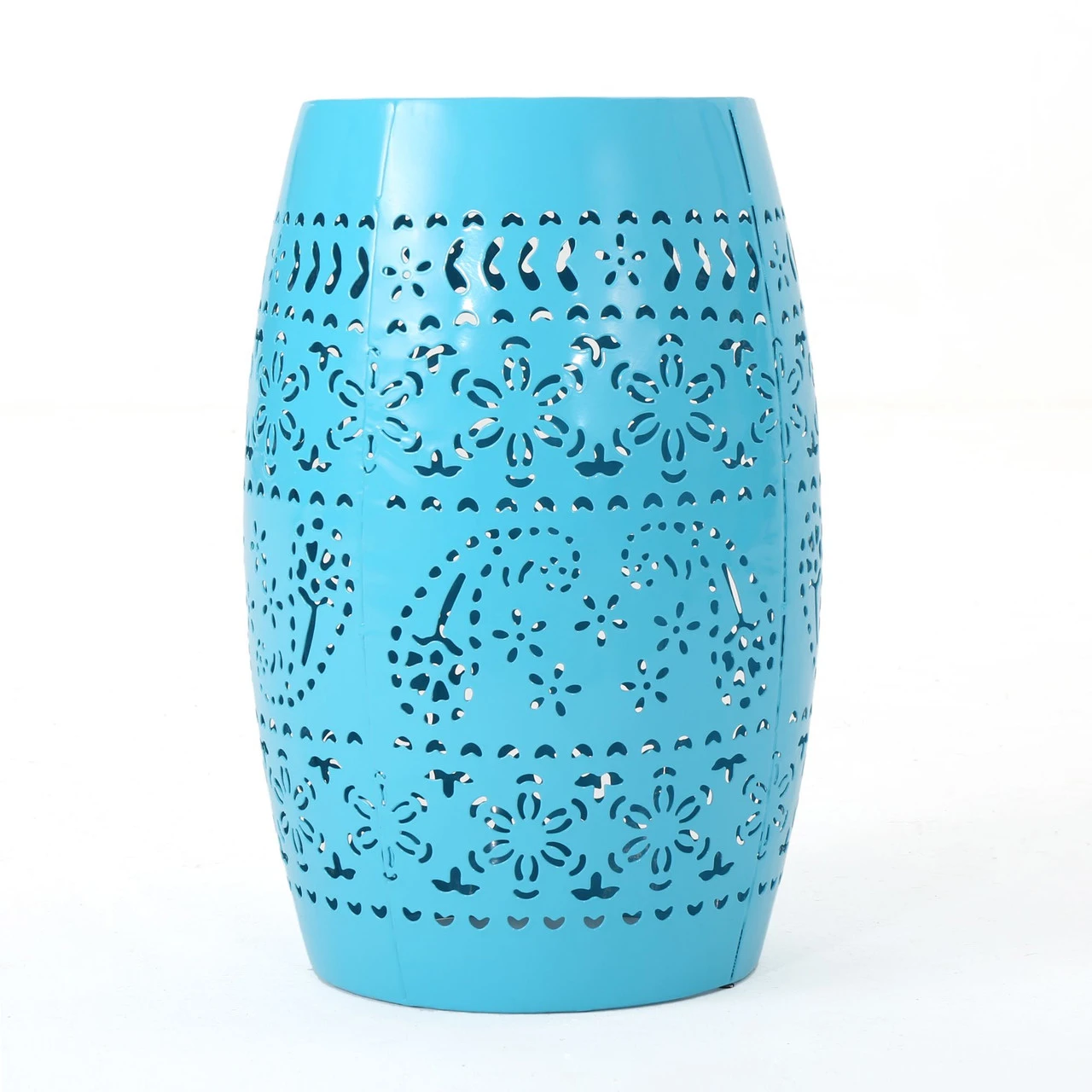 18" Blue Valley Lace Cut Outdoor Patio Accent Side Table - Image 3