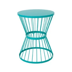 21" Matte Teal Blue Hand Crafted Outdoor Patio Side Table