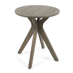 30" Gray Contemporary Round Table Outdoor Bistro Table With X Legs