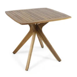 35.50" Brown Contemporary Square Outdoor Dining Table With X Base