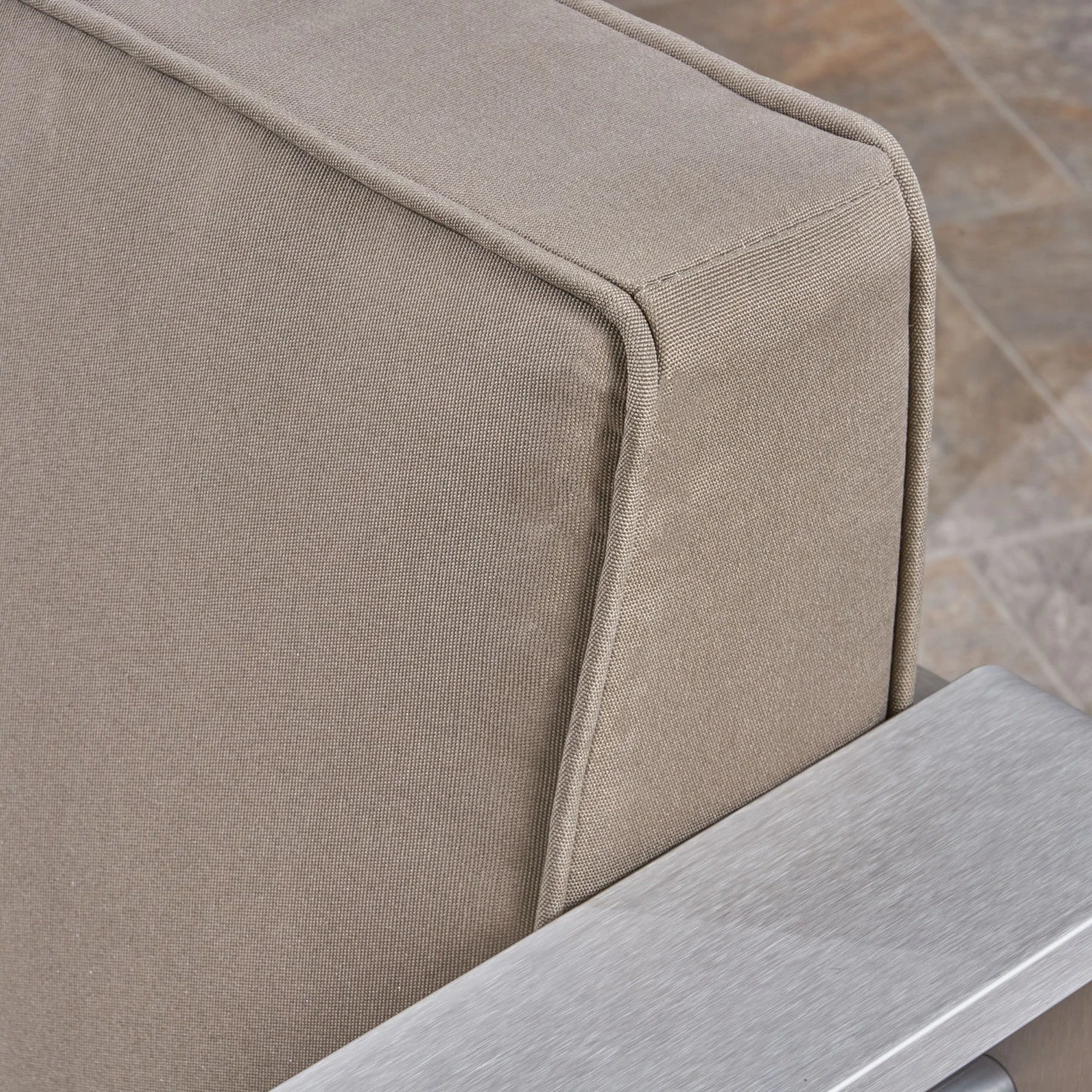 3pc Gray And Silver Contemporary Outdoor Chat Set With Cushions - Image 4