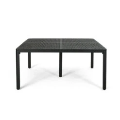 61.25" Black Traditional Style Square Outdoor Patio Dining Table