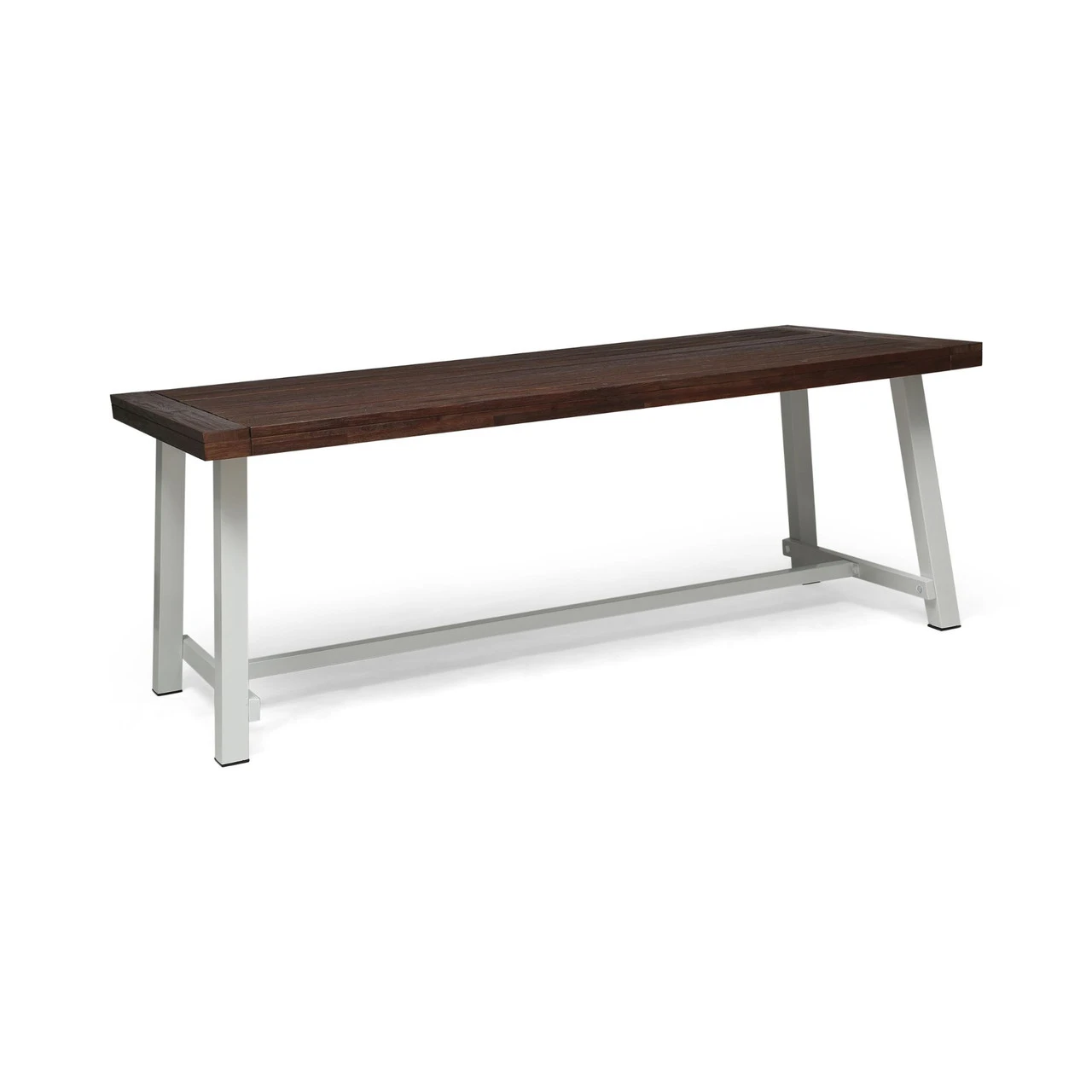 79" Brown And White Contemporary Rectangular Outdoor Dining Table