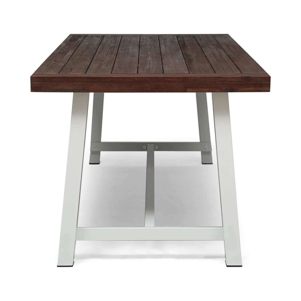 79" Brown And White Contemporary Rectangular Outdoor Dining Table - Image 2