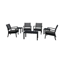 7-Piece Charcoal Black Outdoor Patio Seating Set With Cushions 36"