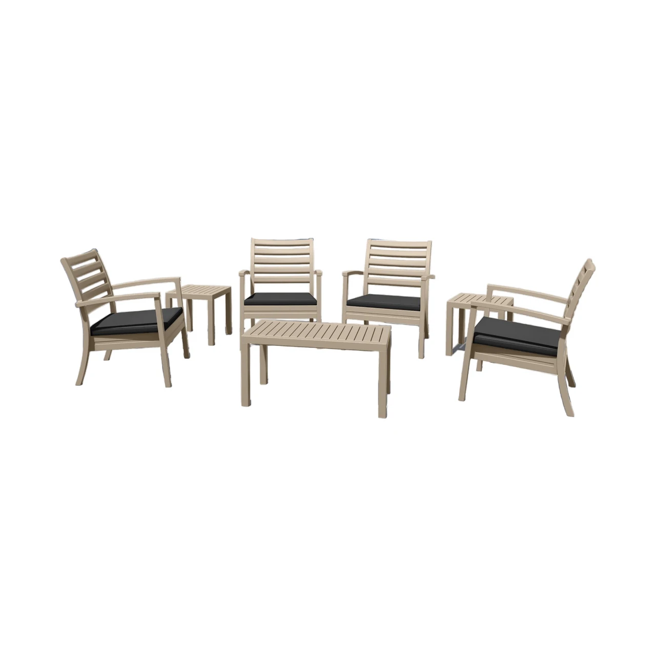7-Piece Taupe Gray And Charcoal Black Outdoor Patio Seating Set With Cushions 36"