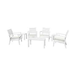 7-Piece White Outdoor Patio Seating Set With Cushions 36"