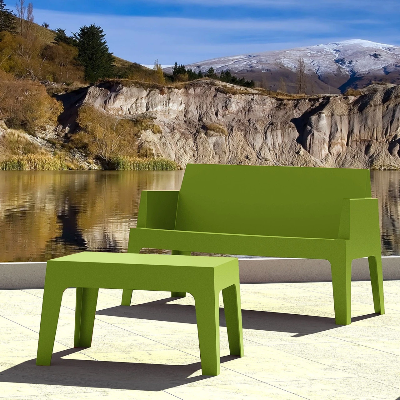 27.5" Tropical Green Stackable Outdoor Patio Coffee Table - Image 4