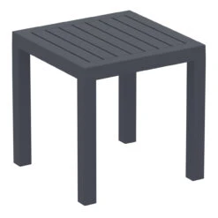 18" Dark Gray Patio Square Resin Side Table With Drain Hole