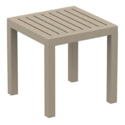18" Taupe Brown Patio Square Resin Side Table With Drain Hole