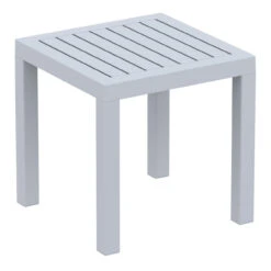 18" Silver Gray Patio Square Resin Side Table With Drain Hole