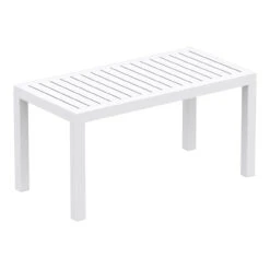 36" White Patio Solid Rectangular Patio Resin Coffee Table