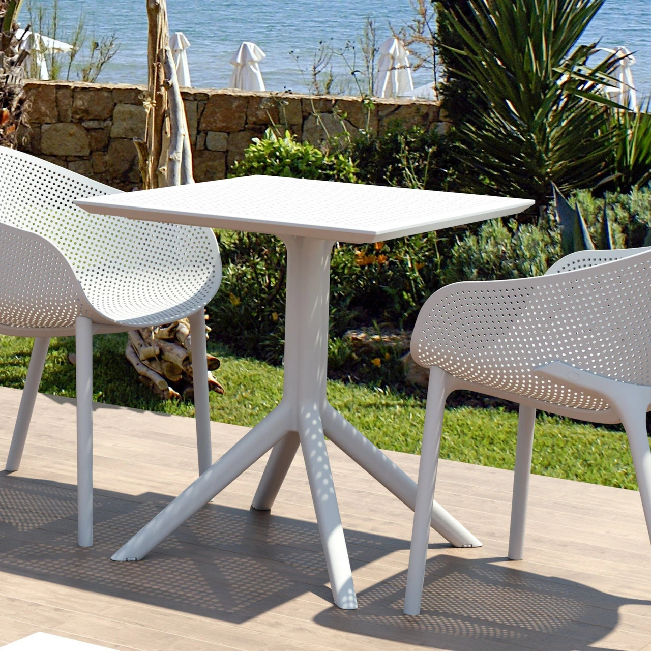 29.5" White Square Outdoor Patio Dining Table - Image 4