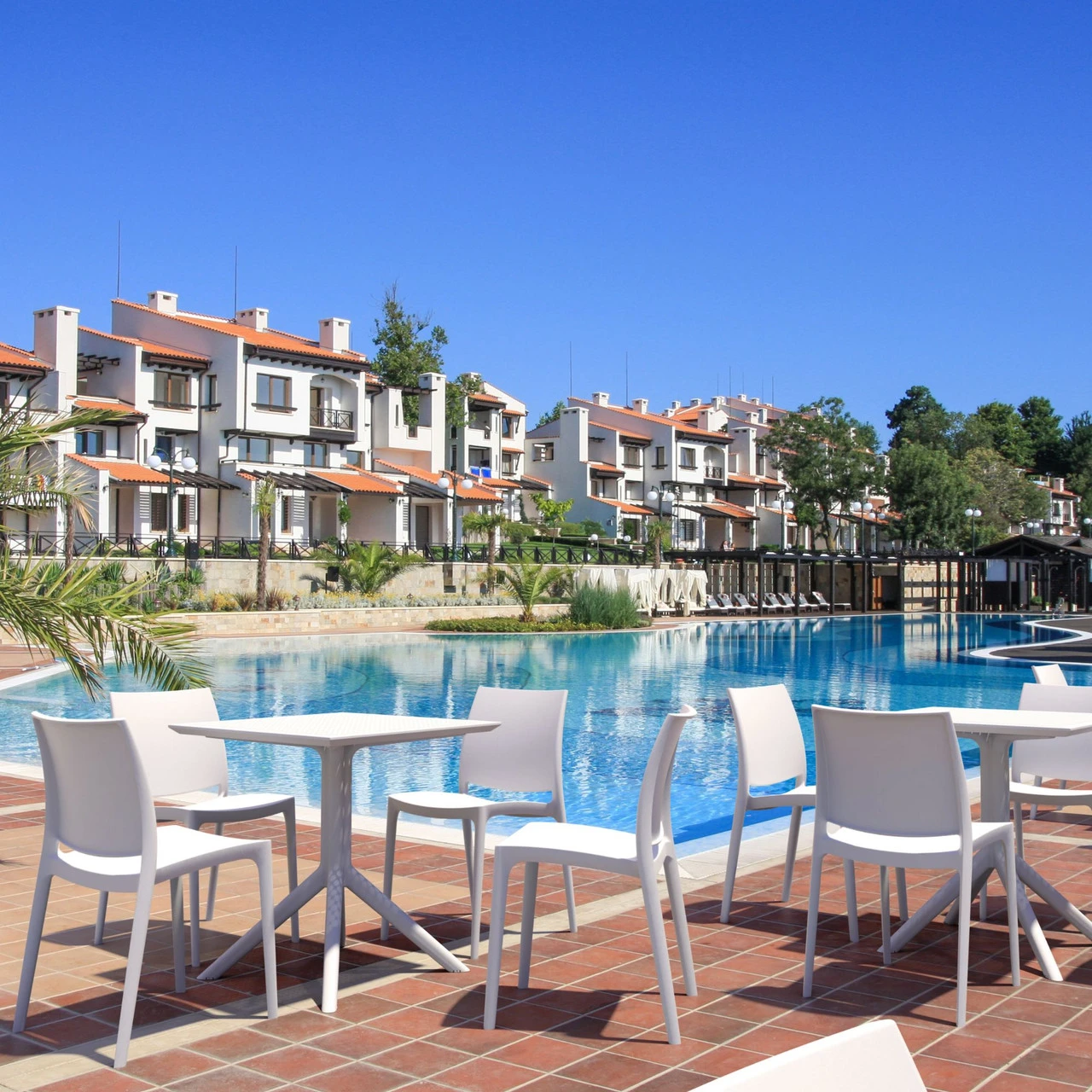 29.5" White Square Outdoor Patio Dining Table - Image 6