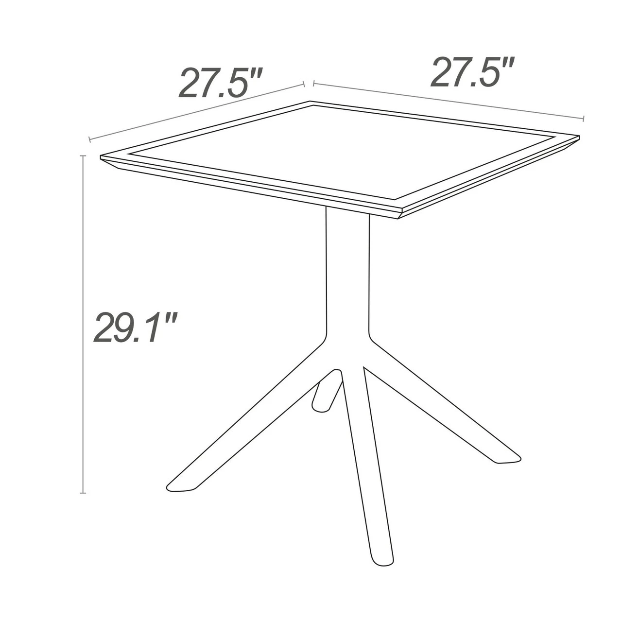 29.5" White Square Outdoor Patio Dining Table - Image 7