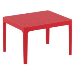 23.5" Red Rectangular Outdoor Patio Side Table