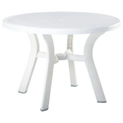 42" White Round Outdoor Patio Dining Table