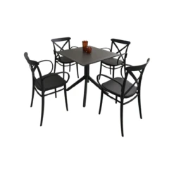 5-Piece Black Outdoor Patio XL Dining Set