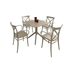 5-Piece Taupe Brown Outdoor Patio XL Dining Set