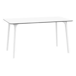 55" White Rectangular Laminated Top Outdoor Patio Dining Table