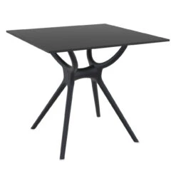 31.5" Black Square Laminated Top Outdoor Patio Dining Table