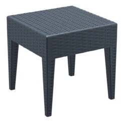 18" Gray Outdoor Patio Wickerlook Square Side Table