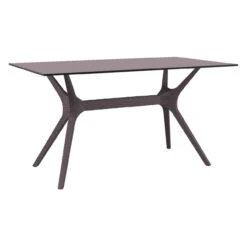 55" Brown Solid Rectangular Patio Dining Table