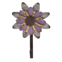 9" Gray And Purple Garden Flower Hook Decoration