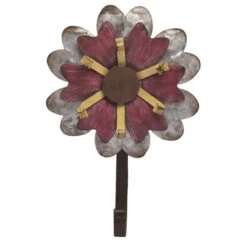 9" Gray And Red Garden Flower Hook Decoration