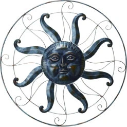 36" Bronze Contemporary Sun Face Outdoor Wall Decor
