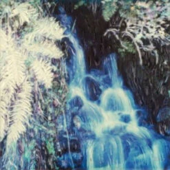 Blue And Gray Creek Fall Outdoor Canvas Square Wall Art Decor 24" X 24"