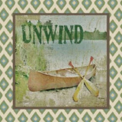 Brown And Green Unwind Outdoor Canvas Square Wall Art Decor 24" X 24"