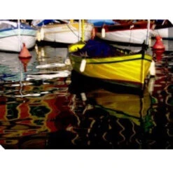 Black And Yellow Boat Outdoor Canvas Rectangular Wall Art Decor 30" X 40"