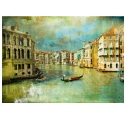 Blue And Yellow IL Gondoliere Outdoor Canvas Rectangular Wall Art Decor 30" X 40"