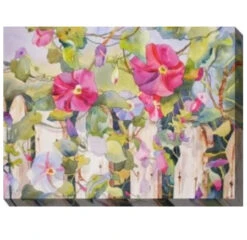 Pink And Green Morning Bliss Outdoor Canvas Rectangular Wall Art Decor 40" X 30"